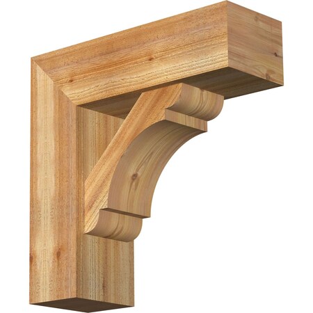 Ekena Millwork Olympic Block Rough Sawn Bracket w/ Offset Brace, Western Red Cedar, 8"W x 24"D x 24"H BKT0806X24X24OLY05RWR